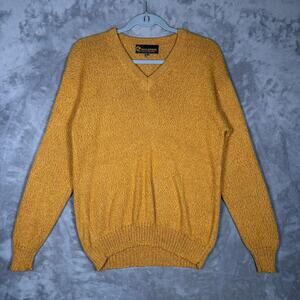 Sumac Alpaquita 100% Alpaca V-Neck Sweater Men’s L Mustard Gold